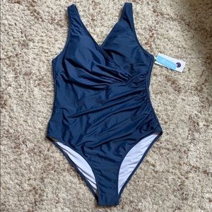 NWT CUPSHE Navy Blue Womens One Piece Bathing Suit